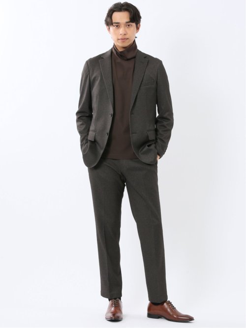 TechMove スリムフィット 2ボタンジャケット カルゼ茶(セットアップ可能)