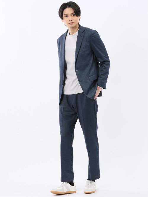 ストレッチポンチ スリムフィット 2ボタンジャケット 紺(セットアップ可能)