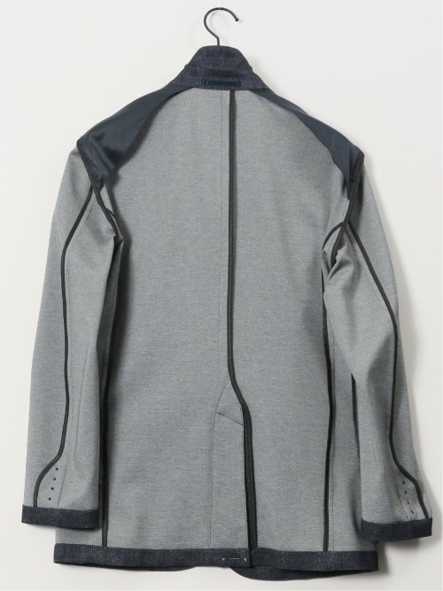 TechMove スリムフィット 2ボタンジャケット チェック紺(セットアップ可能)