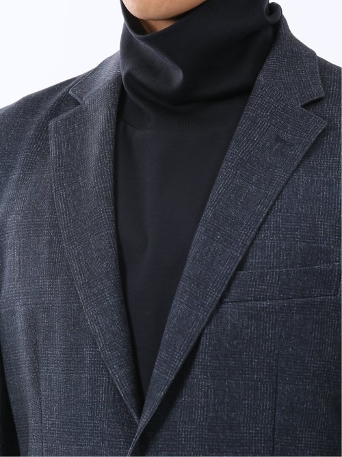 TechMove スリムフィット 2ボタンジャケット チェック紺(セットアップ可能)