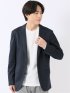 ジャケット メンズ ビジネス セットアップ可能 ストレッチ ウォッシャブル スリム 2ボタン テーラード チェック 紺 テックムーブ