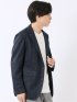 ジャケット メンズ ビジネス セットアップ可能 ストレッチ ウォッシャブル スリム 2ボタン テーラード チェック 紺 テックムーブ