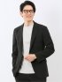 接触冷感 吸湿速乾 スリムフィット 2ボタン ジャケット 黒(セットアップ可能)