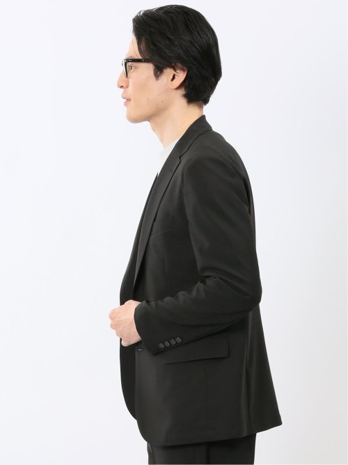 接触冷感 吸湿速乾 スリムフィット 2ボタン ジャケット 黒(セットアップ可能)
