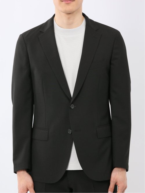 接触冷感 吸湿速乾 スリムフィット 2ボタン ジャケット 黒(セットアップ可能)