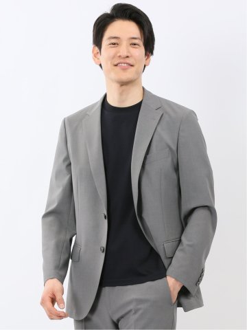 接触冷感 吸湿速乾 スリムフィット 2ボタン ジャケット グレー(セットアップ可能)