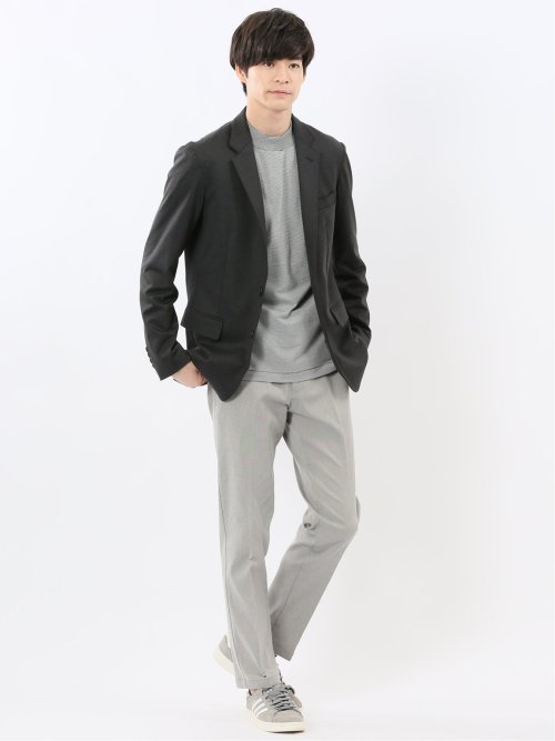 ストレッチポンチ スリムフィット 2ボタンジャケット カルゼグレー