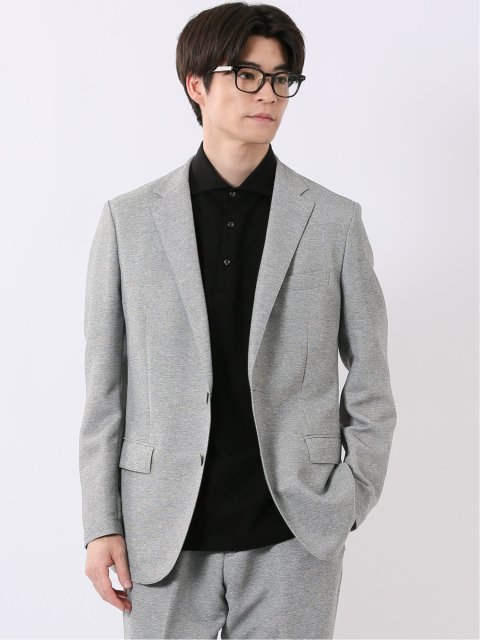 TechLinen スリムフィット 2ボタン ジャケット ライトグレー(セットアップ可能)