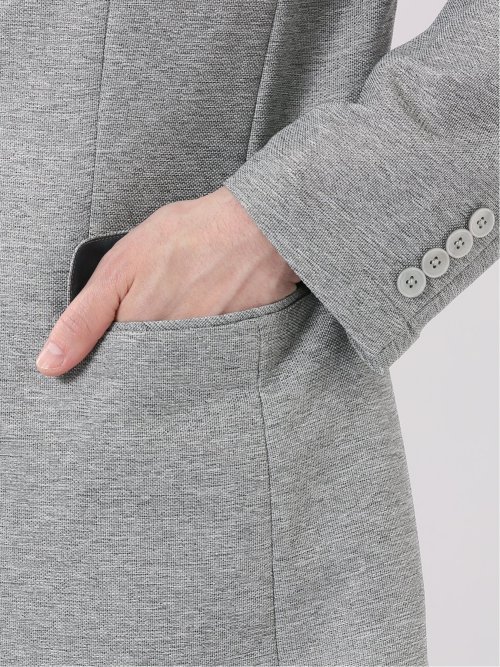 TechLinen スリムフィット 2ボタン ジャケット ライトグレー(セットアップ可能)