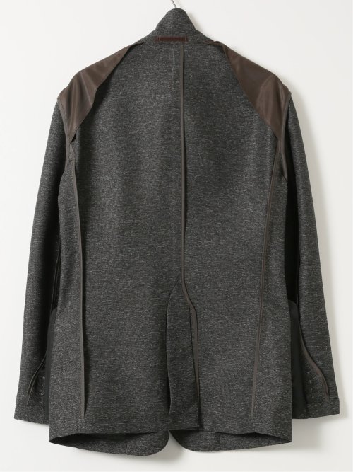 TechLinen スリムフィット 2ボタン ジャケット 茶(セットアップ可能)