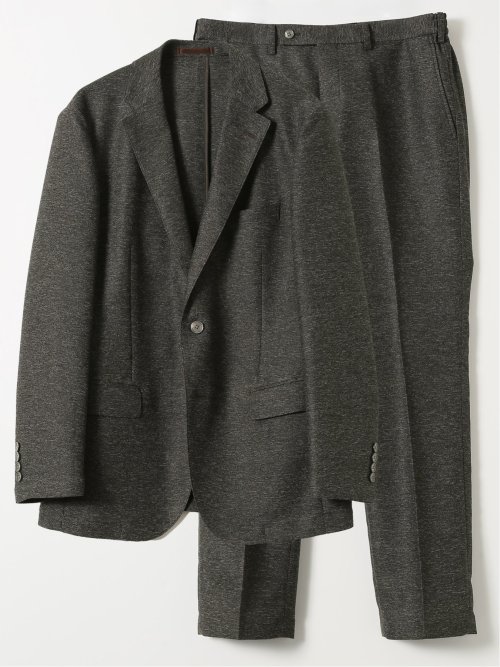 TechLinen スリムフィット 2ボタン ジャケット 茶(セットアップ可能)