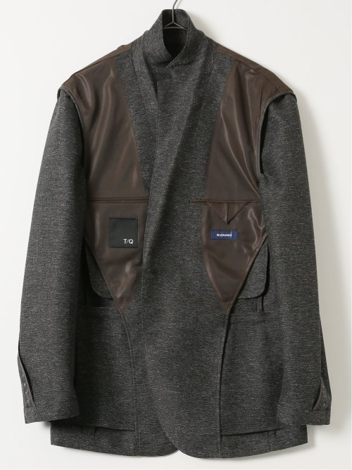 TechLinen スリムフィット 2ボタン ジャケット 茶(セットアップ可能)