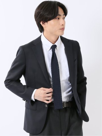 ジャケット ブレザー メンズ ビジネス ストレッチ ウォッシャブル スリム 2ボタン テーラード 紺 ウール混