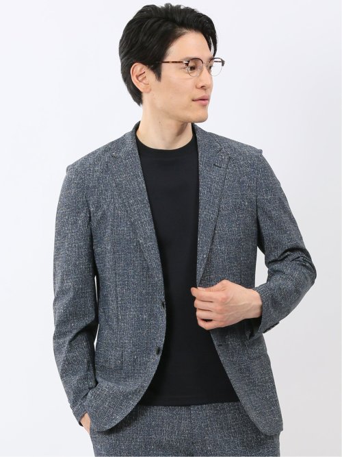 TechCool スリムフィット 2ボタン ジャケット 青(セットアップ可能)