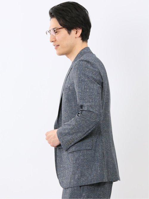 TechCool スリムフィット 2ボタン ジャケット 青(セットアップ可能)