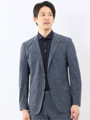 TechCool スリムフィット 2ボタン ジャケット 紺(セットアップ可能)