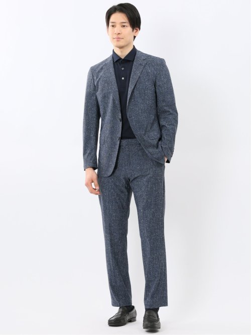 TechCool スリムフィット 2ボタン ジャケット 紺(セットアップ可能)