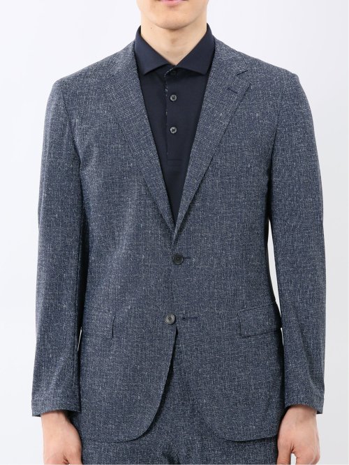 TechCool スリムフィット 2ボタン ジャケット 紺(セットアップ可能)