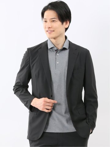 TechCool スリムフィット 2ボタン ジャケット 黒(セットアップ可能)