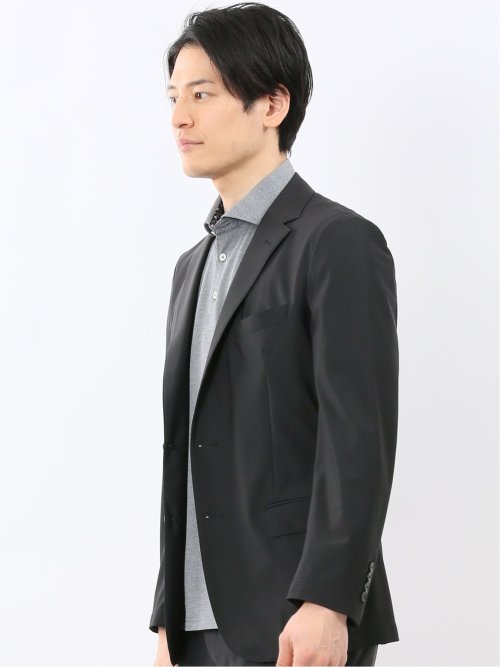 TechCool スリムフィット 2ボタン ジャケット 黒(セットアップ可能)
