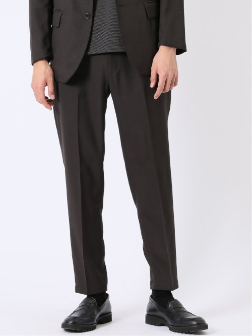 ウォッシャブル 麻調 メッシュ スリムフィット ノータック パンツ(セットアップ可能)