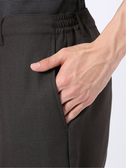 ウォッシャブル 麻調 メッシュ スリムフィット ノータック パンツ(セットアップ可能)