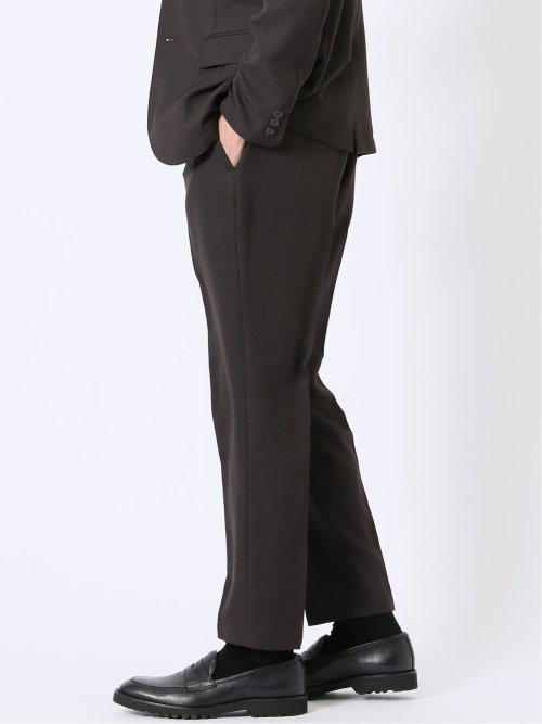 ウォッシャブル 麻調 メッシュ スリムフィット ノータック パンツ(セットアップ可能)