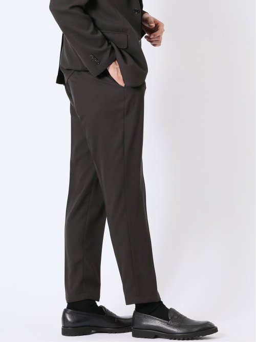 ウォッシャブル 麻調 メッシュ スリムフィット ノータック パンツ(セットアップ可能)