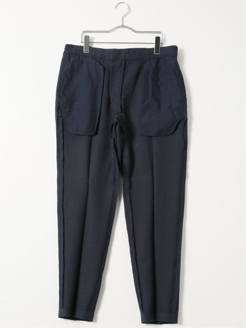 スラックス メンズ ビジネス パンツ ストレッチ ウォッシャブル 麻調 メッシュ スリム ノータック 裾上げ済み セットアップ可能