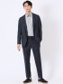 スラックス メンズ ビジネス パンツ ストレッチ ウォッシャブル 麻調 メッシュ スリム ノータック 裾上げ済み セットアップ可能