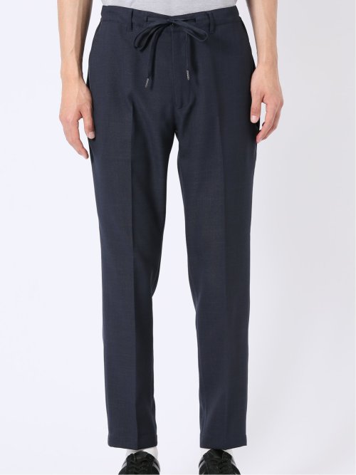 スラックス メンズ ビジネス パンツ ストレッチ ウォッシャブル 麻調 メッシュ スリム ノータック 裾上げ済み セットアップ可能