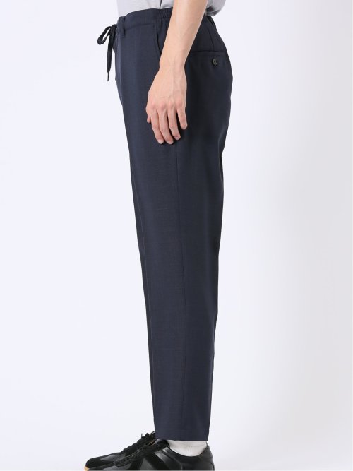 スラックス メンズ ビジネス パンツ ストレッチ ウォッシャブル 麻調 メッシュ スリム ノータック 裾上げ済み セットアップ可能