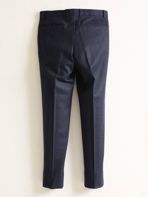 ウール混 スリムフィット ノータックスラックス 紺(セットアップ可能)