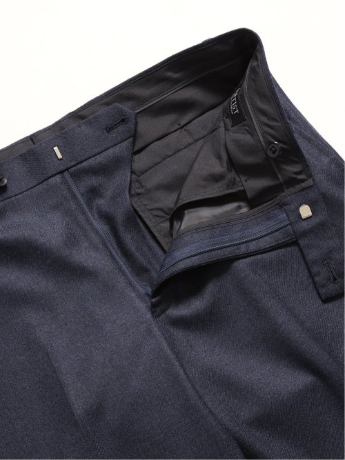ウール混 スリムフィット ノータックスラックス 紺(セットアップ可能)
