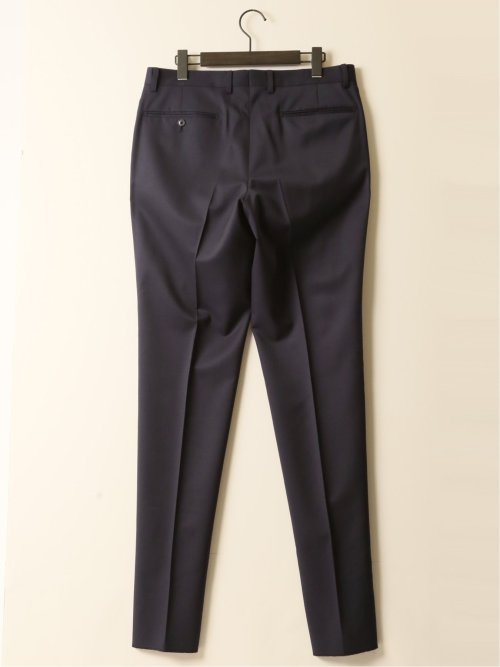 ウール100% レギュラーフィット ノータックスラックス 紺