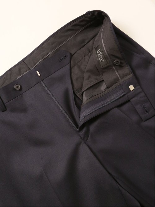 ウール100% レギュラーフィット ノータックスラックス 紺