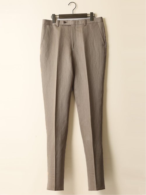 ウールリネン レギュラーフィット ノータックパンツ ベージュ(セットアップ可能)