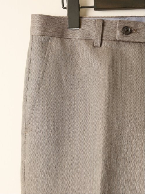 ウールリネン レギュラーフィット ノータックパンツ ベージュ(セットアップ可能)