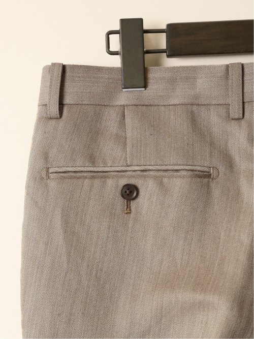 ウールリネン レギュラーフィット ノータックパンツ ベージュ(セットアップ可能)