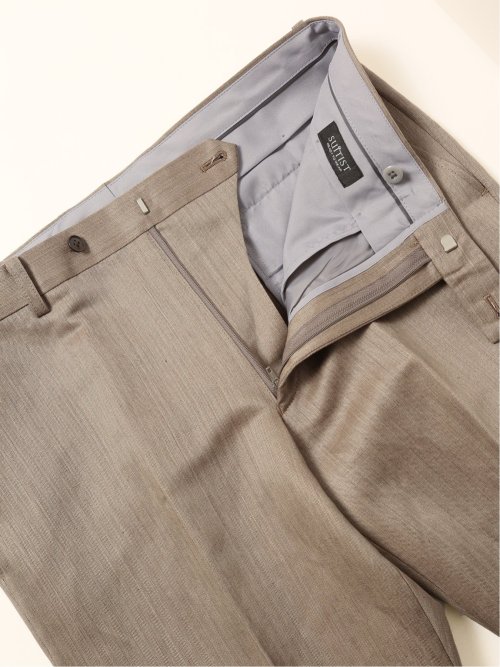 ウールリネン レギュラーフィット ノータックパンツ ベージュ(セットアップ可能)