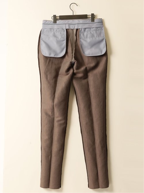 ウールリネン レギュラーフィット ノータックパンツ ベージュ(セットアップ可能)