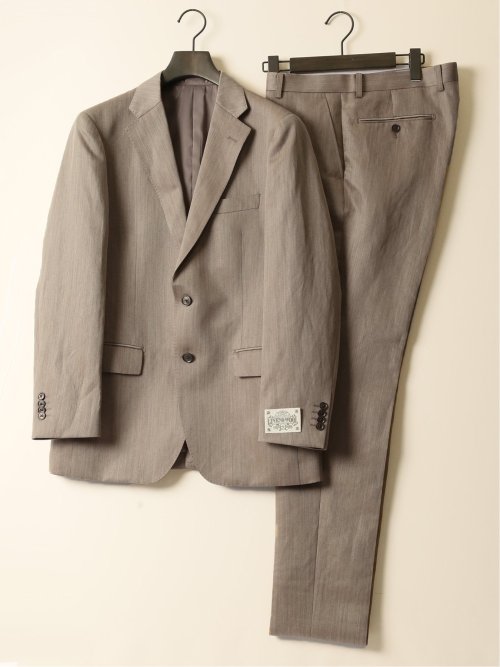 ウールリネン レギュラーフィット ノータックパンツ ベージュ(セットアップ可能)