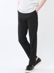 ドットプリント スリムフィット ノータックパンツ 黒(セットアップ可能)