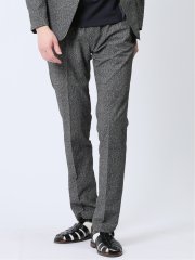 軽量 スリムフィット ノータックパンツ プリント黒(セットアップ可能)