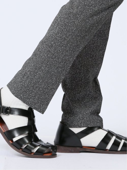 軽量 スリムフィット ノータックパンツ プリント黒(セットアップ可能)