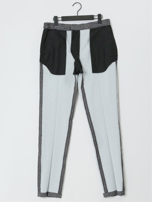 軽量 スリムフィット ノータックパンツ プリント黒(セットアップ可能)