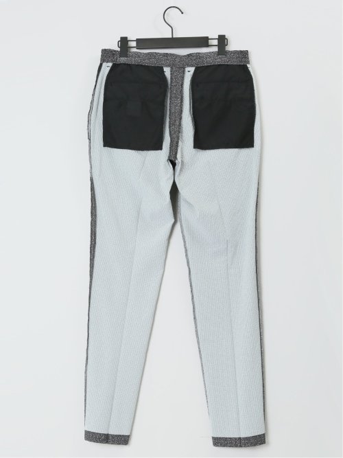 軽量 スリムフィット ノータックパンツ プリント黒(セットアップ可能)