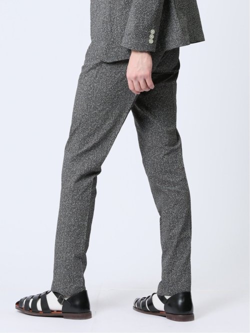 軽量 スリムフィット ノータックパンツ プリント黒(セットアップ可能)