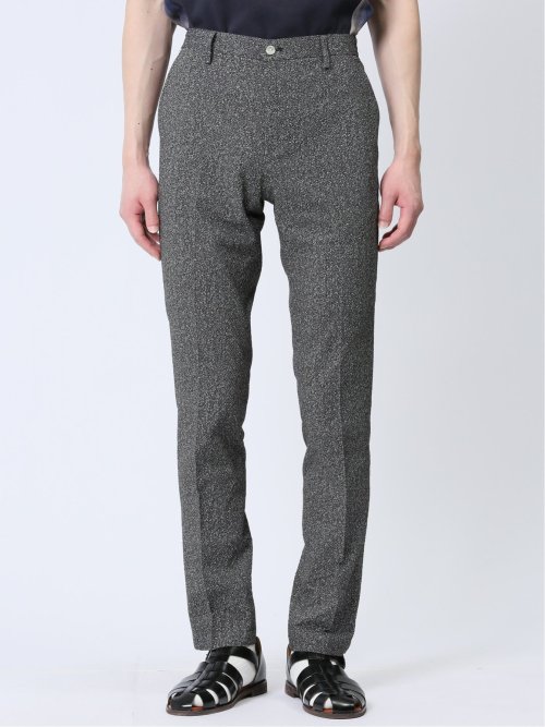 軽量 スリムフィット ノータックパンツ プリント黒(セットアップ可能)