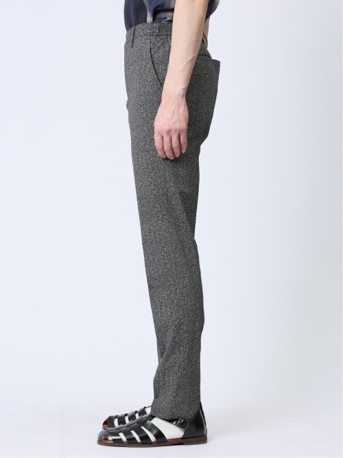 軽量 スリムフィット ノータックパンツ プリント黒(セットアップ可能)